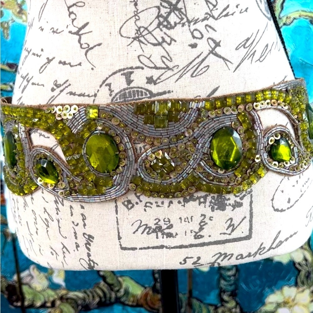 Jeweled Fred Segal, green, sequin, bellydancer belt.